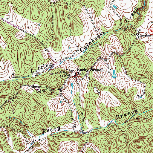 Topographic Map of Rocky Branch School, KY