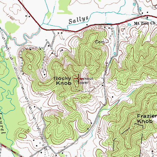 Topographic Map of Rocky Knob, KY
