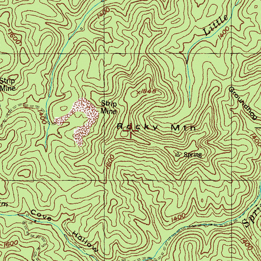 Topographic Map of Rocky Mountain, KY