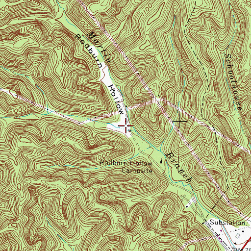 Topographic Map of Rodburn Hollow, KY