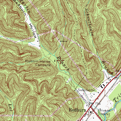 Topographic Map of Rodburn Hollow Campsite, KY