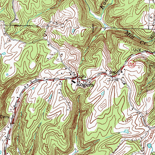 Topographic Map of Rogers, KY