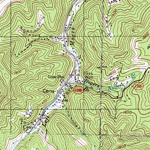 Topographic Map of Rogers Branch, KY