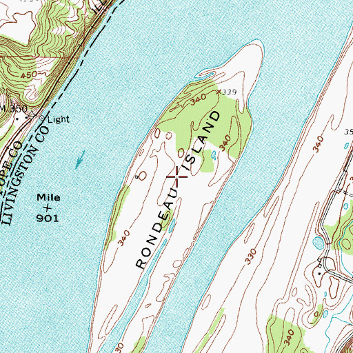 Topographic Map of Rondeau Island, KY