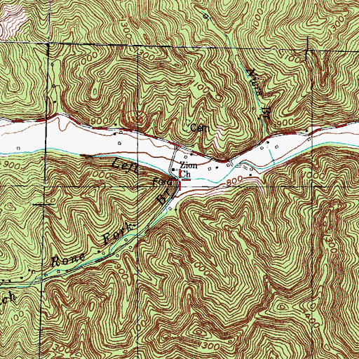 Topographic Map of Rone Fork Branch, KY