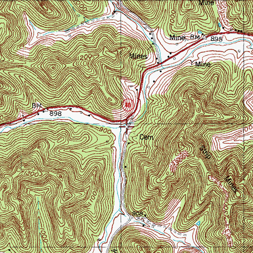 Topographic Map of Roots Branch, KY