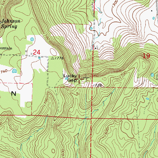 Topographic Map of Lucky Gap, AR