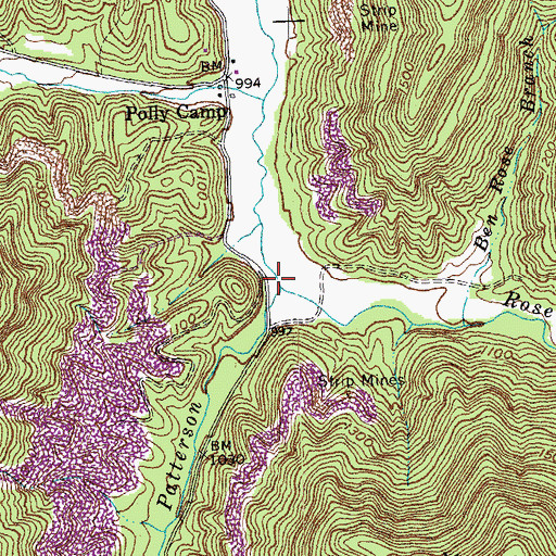 Topographic Map of Rose Creek, KY