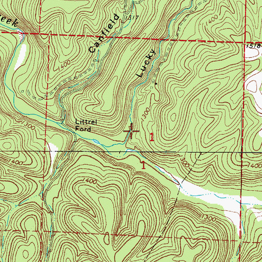 Topographic Map of Lucky Hollow, AR