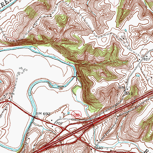 Topographic Map of Rose Run, KY