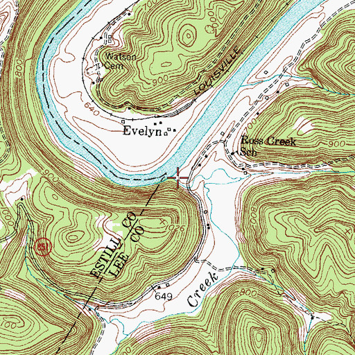 Topographic Map of Ross Creek, KY