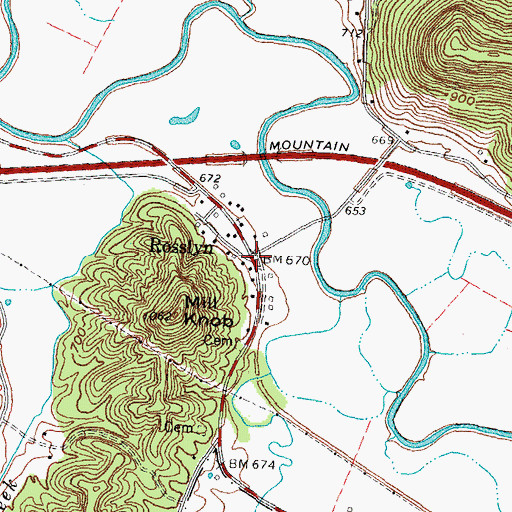 Topographic Map of Rosslyn, KY