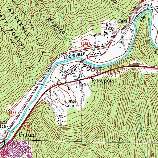 Topographic Map of Rosspoint, KY