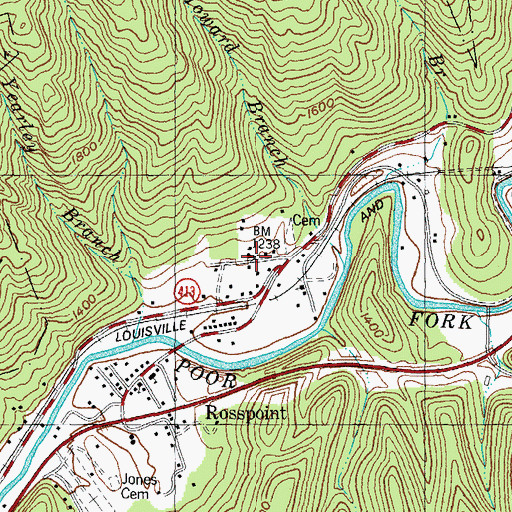 Topographic Map of Rosspoint School, KY
