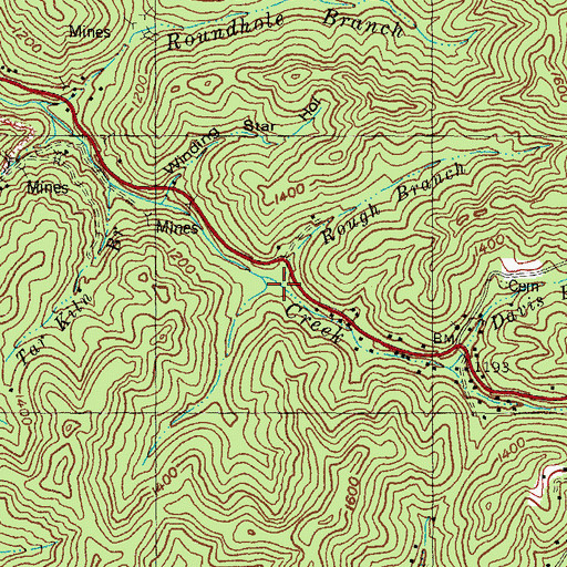 Topographic Map of Rough Branch, KY