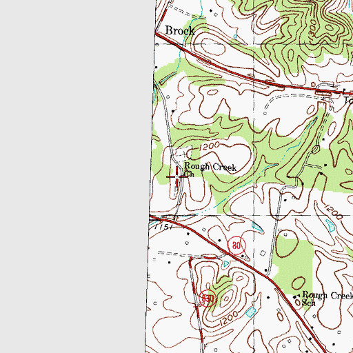 Topographic Map of Rough Creek Church, KY