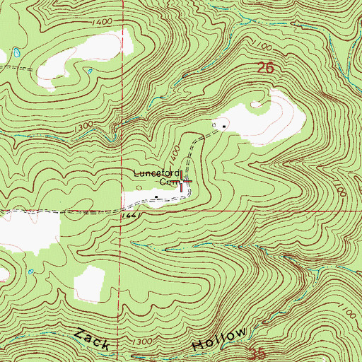 Topographic Map of Lunceford Cemetery, AR