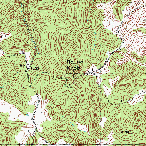 Topographic Map of Round Knob, KY