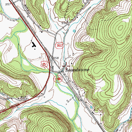 Topographic Map of Roundstone, KY