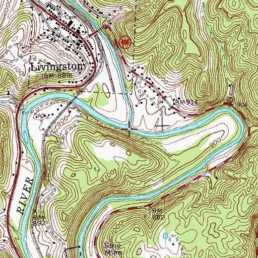 Topographic Map of Roundstone Creek, KY