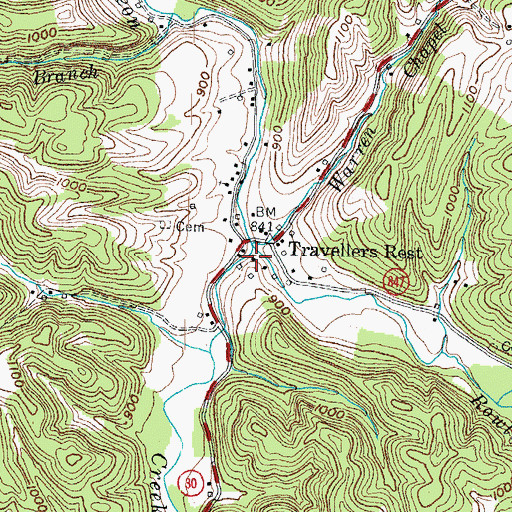 Topographic Map of Rowlette Branch, KY