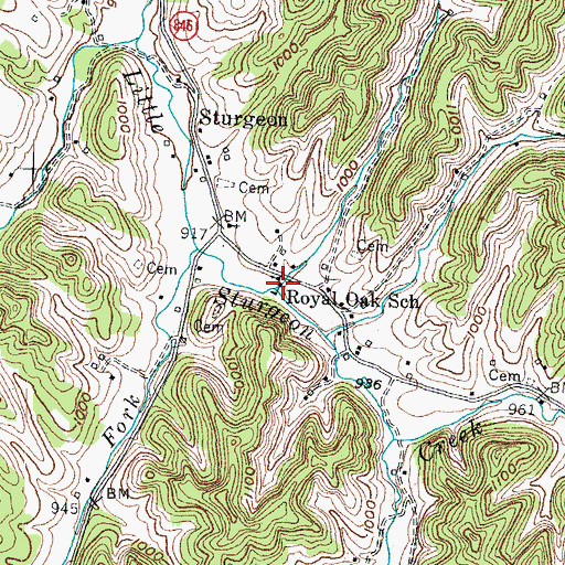 Topographic Map of Royal Oak School, KY