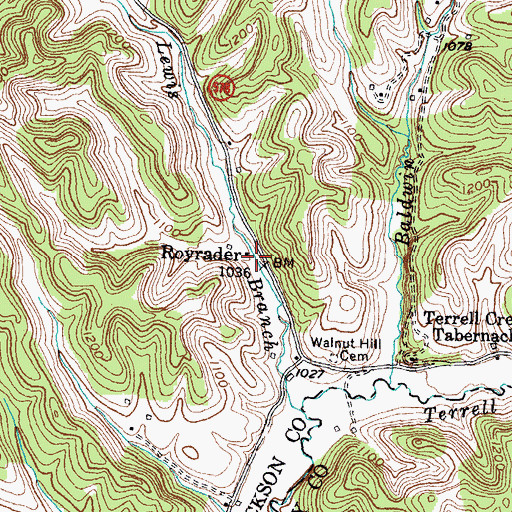 Topographic Map of Royrader, KY