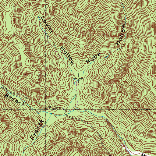 Topographic Map of Rube Hollow, KY