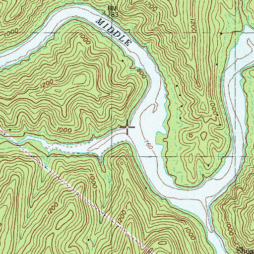 Topographic Map of Rush Creek, KY