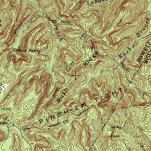 Topographic Map of Rush Ridge, KY