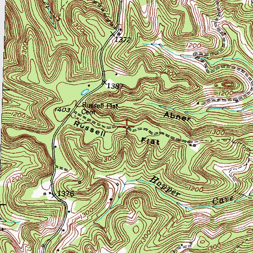 Topographic Map of Russell Flat, KY