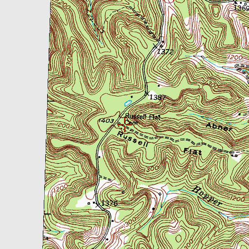 Topographic Map of Russell Flat Cemetery, KY