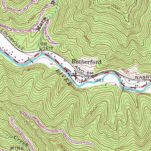Topographic Map of Rutherford, KY
