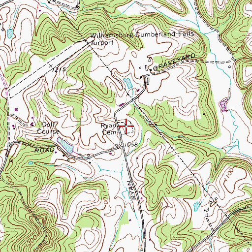 Topographic Map of Ryan Cemetery, KY