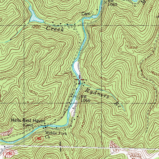 Topographic Map of Rydners Branch School, KY