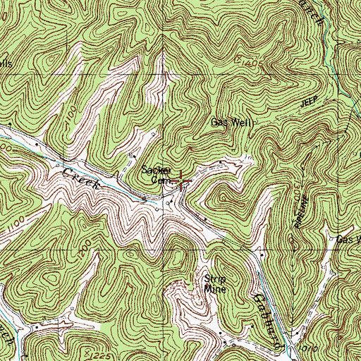 Topographic Map of Sacker Cemetery, KY