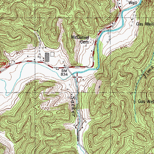 Topographic Map of Sacker Creek, KY