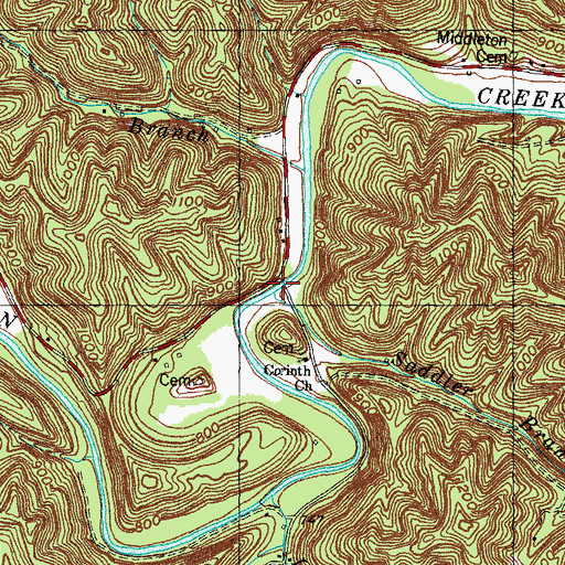 Topographic Map of Saddler Branch, KY