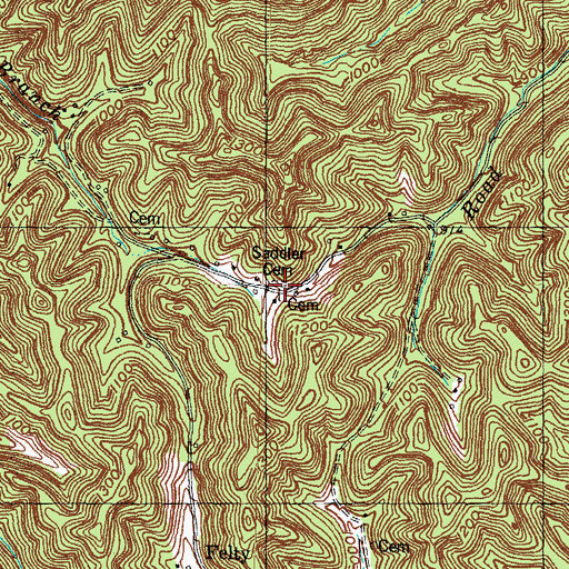 Topographic Map of Saddler Cemetery, KY