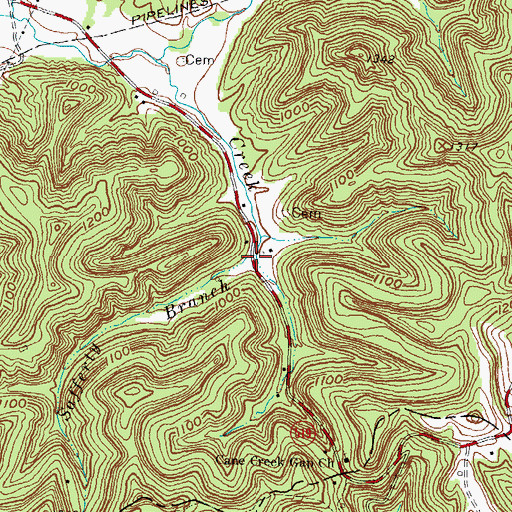 Topographic Map of Safferty Branch, KY
