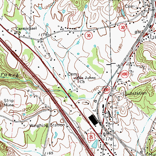 Topographic Map of Saint Johns Church, KY