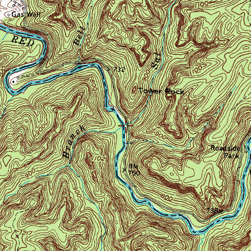 Topographic Map of Sal Branch, KY