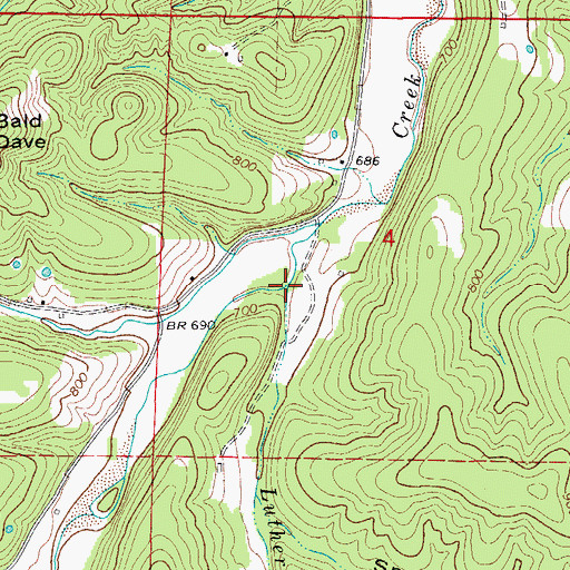 Topographic Map of Luther Creek, MO