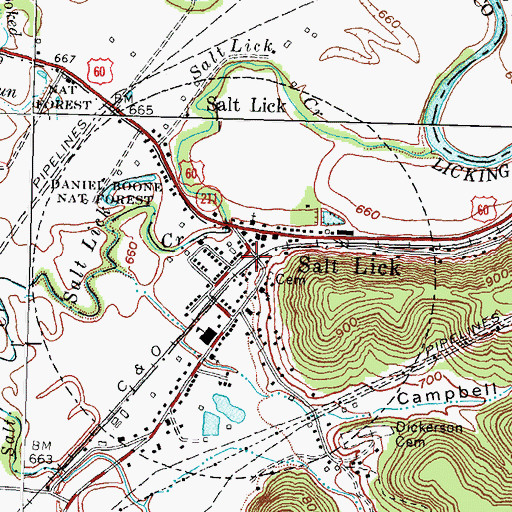 Topographic Map of Salt Lick, KY