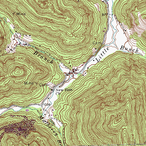Topographic Map of Saltpeter Branch, KY