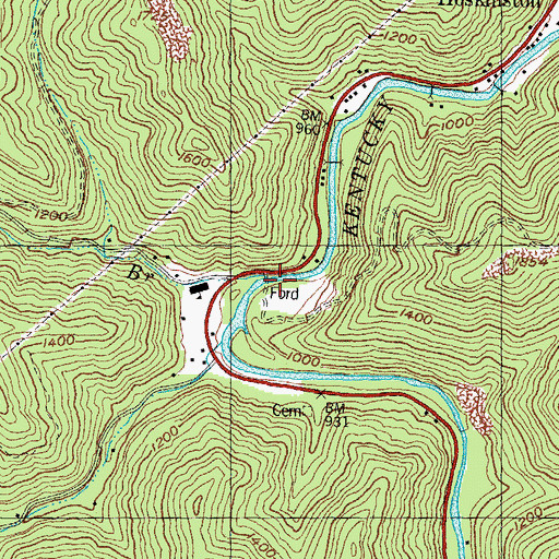 Topographic Map of Saltwell Branch, KY