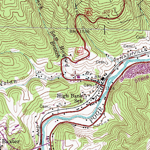 Topographic Map of Sam Howard Branch, KY