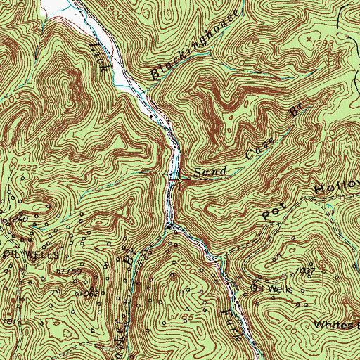 Topographic Map of Sand Cave Branch, KY
