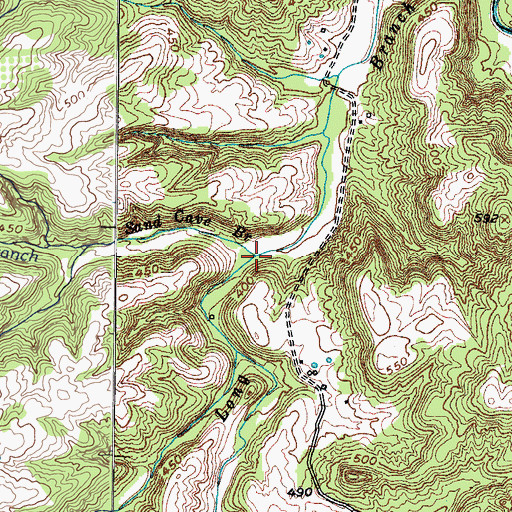 Topographic Map of Sand Cave Branch, KY