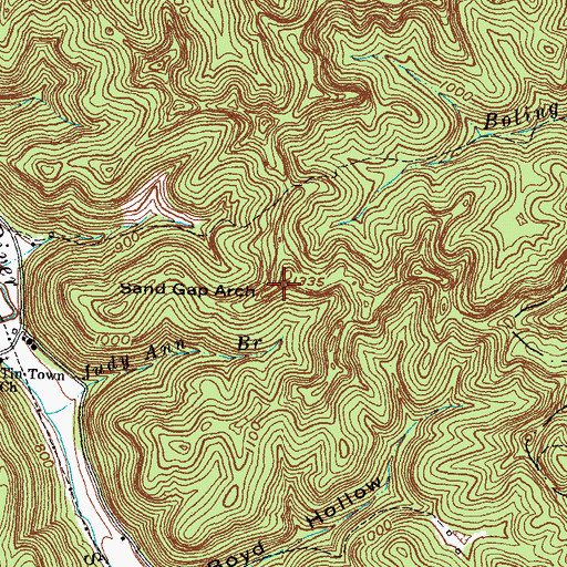 Topographic Map of Sand Gap Arch, KY